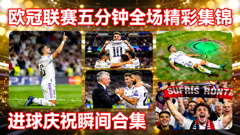 欧冠联赛五分钟全场精彩集锦视频缩略图 - 进球庆祝瞬间合集
